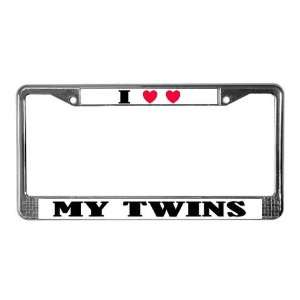  I Double Heart My Twins Family License Plate Frame by 