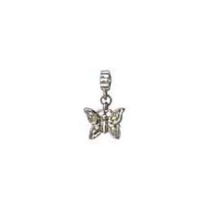  A Bead At A Time Metal Charm Butterfly Dangle Charm Shiny 