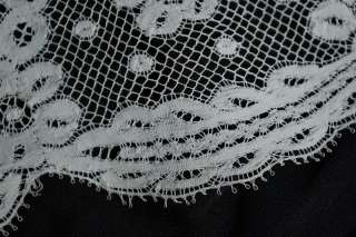 ANTIQUE SHOWY HAND VALENCIENNES LACE FLOUNCE YARDAGE  