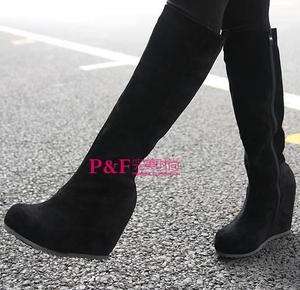 Sexy Suede Platform Wedges~Knee High Boots US 4 8.5  