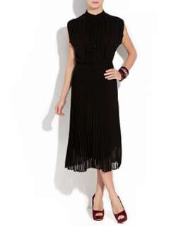 Black (Black) Jumpo Black Midi Pleated Dress  255009001  New Look