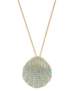 Mint Green (Green) Diamanté Striped Shell Necklace  249563937  New 