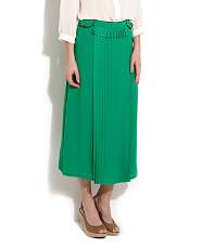 Green (Green) Mina Green Yolanda Pleat Panel Midi Skirt  254945730 