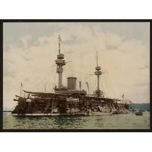  Photochrom Reprint of Warship, Algiers, Algeria