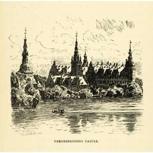  1886 Wood Engraving Frederiksborg Castle Palace Hillerod 