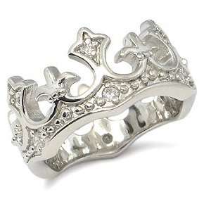   INSPIRED CZ RINGS   Fleur De Lis Eternity Pave CZ Ring Jewelry