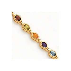  14k Gemstone Rainbow Bracelet   7 Inch   Box Clasp 