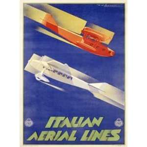     Italian Aerial Lines Giclee on acid free paper