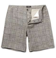 Prince of Wales Check Linen Blend Shorts