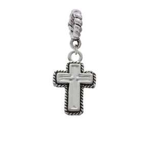  Silver Cross with Rope Border Charm Dangle Pendant Arts 