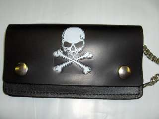 TRUCKER WALLET LARGE WITH CHAIN USA MADE SKULL & BONES  