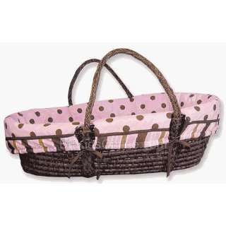  Maya Bedding Matching Moses basket, Pink with Brown dots 