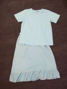Denim and Co Light Aqua Shirt and Crinkled Skirt Sz 1X  
