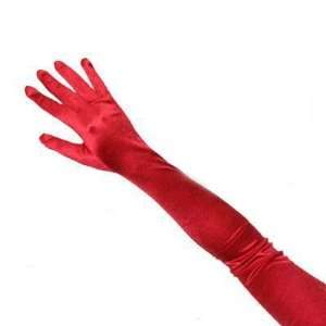  Long Formal Stretchy RED Satin Opera Gloves Above Elbow 