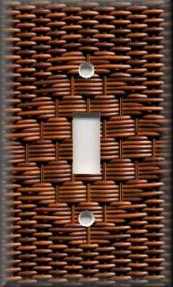 Light Switch Plate Cover   Country Decor   Image Of Wicker   Brown 