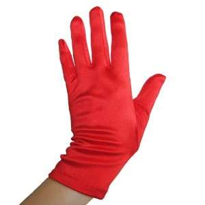 Red Satin Gloves (Wrist Length) ~ Great for Formal, Wedding 