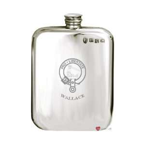  Wallace Clan Crest Pewter Hip Flask 6oz Patio, Lawn 