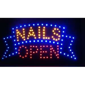  Open Nails Salon Led Neon Business Motion Light Sign. On 
