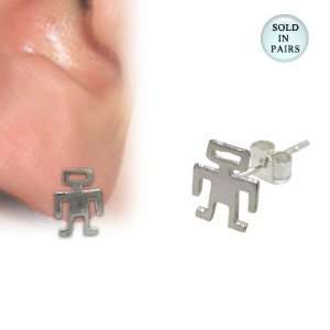  Sterling Silver Robot Stud Earrings Jewelry