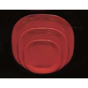 Red Melamine Rounded Square Plate   8 1/4 X 8 1/4  