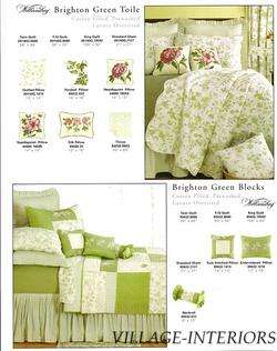 FRENCH COUNTRY BRIGHTON GREEN BLOCK CAL/ KING QUILT SET  