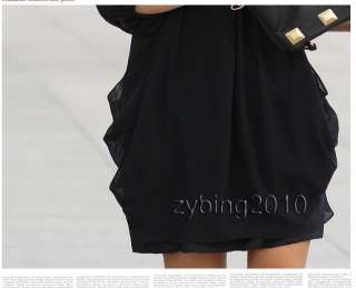 Womens Fashion Graceful Chiffon Casual Short Sleeve Mini Dress M,L,XL 