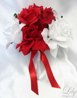 bud accented with white baby s breath and red ribbon