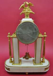 French Empire Antique Clock   Marble & gilded Bronze   Mantel Clock 