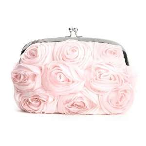  Soft Floral Evening Bag with Pink Roses 