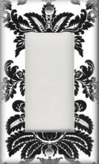 Light Switch Plate Cover   Black And White   Damask Design  