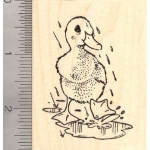 Duck Playing in the Rain Rubber Stamp Arts, Crafts 