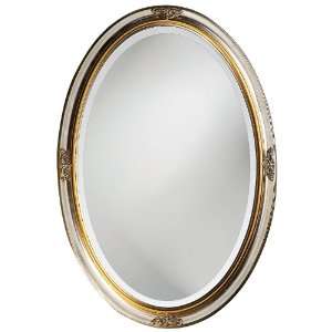  White Gold Leaf Finish Oval 32 High Wall Mirror