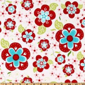  44 Wide Sugar & Spice Large Flower White Fabric By The 