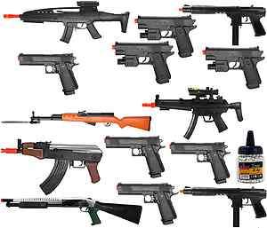 Lot of 14 Airsoft Guns M16 XM8 MP5 Shotgun M9 SM6  