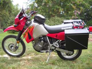 Pak Meister Milspec Panniers on a KLR with Moose luggage racks