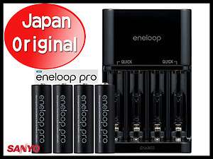 New Sanyo Eneloop Pro charger + 4 AA batteries 2400 mAh rechargeable 
