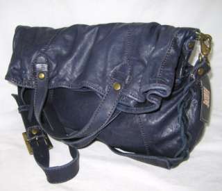 Lucky Brand Bella Leather Tote Handbag Navy Shoulder  