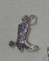 Sterling Silver Cowboy Boot with Spur Charm Detailed  