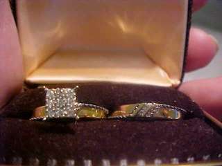 ESTATE MIB 14K YG PAVE DIAMOND WEDDING ENGAGEMENT RING SET  