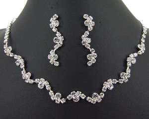 Rhinestone Jewelry Set Necklace & Earrings Wedding Bridal Bridesmaids 
