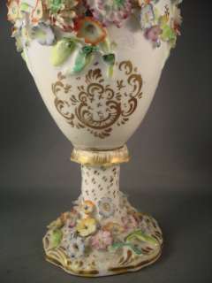 Coalbrookdale Style Neo Rococo Baluster Vase Flower Encrusted Twin 