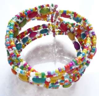 Fashion Multi Color Acrylic Beads Stretch adjustable Bracelet Bangle 