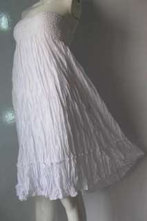 Casual Boho Smock Dress Skirt Rayon White Summer Fresh  