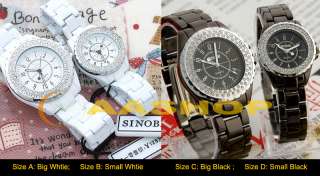   White/Black Quartz 3A Crystal Womens/Lady Wrist Watch Nice  