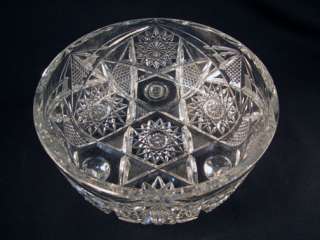 Vintage ABP American Brilliant Period Cut Glass Footed Crystal Bowl 