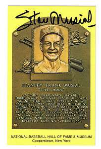 STAN MUSIAL Autographed Hall of Fame Plaque Postcard  