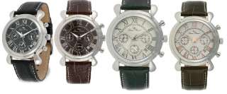 Lucien Piccard Leather 3 Eye ChronoGraph Date Watch NEW  