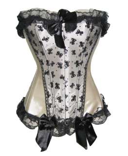 White Sexy Steel Boned Lace up Corset Bustier /S/M/L/XL  