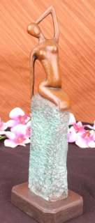 Original Aldo Vitaleh Figurative Female Abstract Green Patina Bronze 
