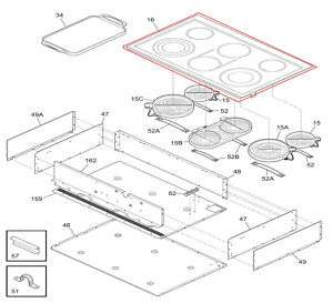 Electrolux E36EC75HSS 36 in. Cooktop MAIN TOP ASSEMBLY  